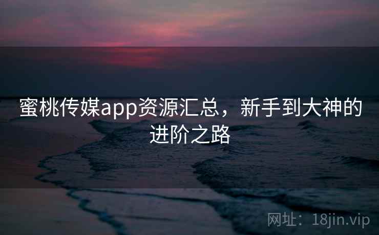 蜜桃传媒app资源汇总，新手到大神的进阶之路